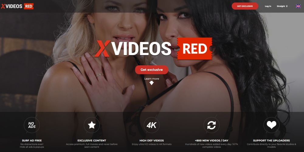 XVideos' page for exclusive content 