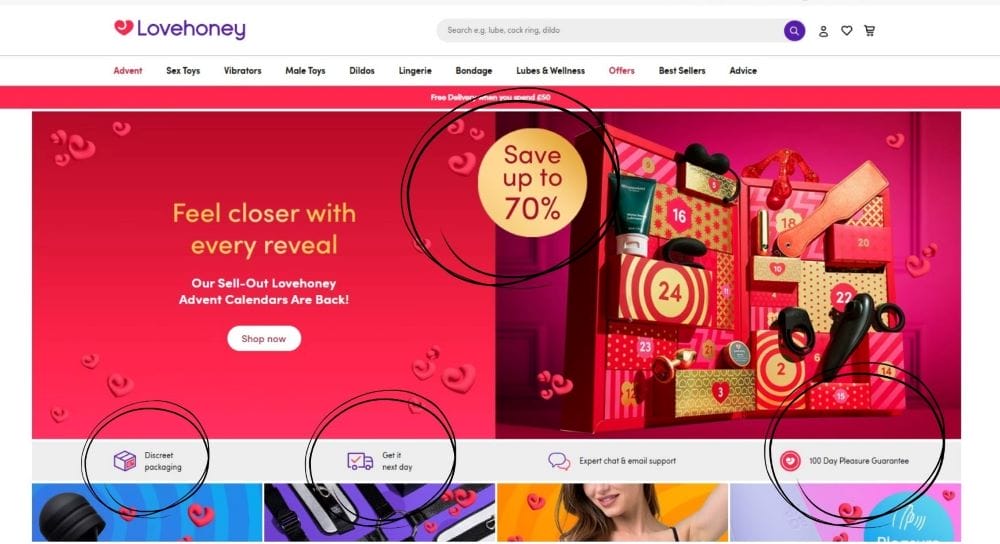 The Lovehoney homepage