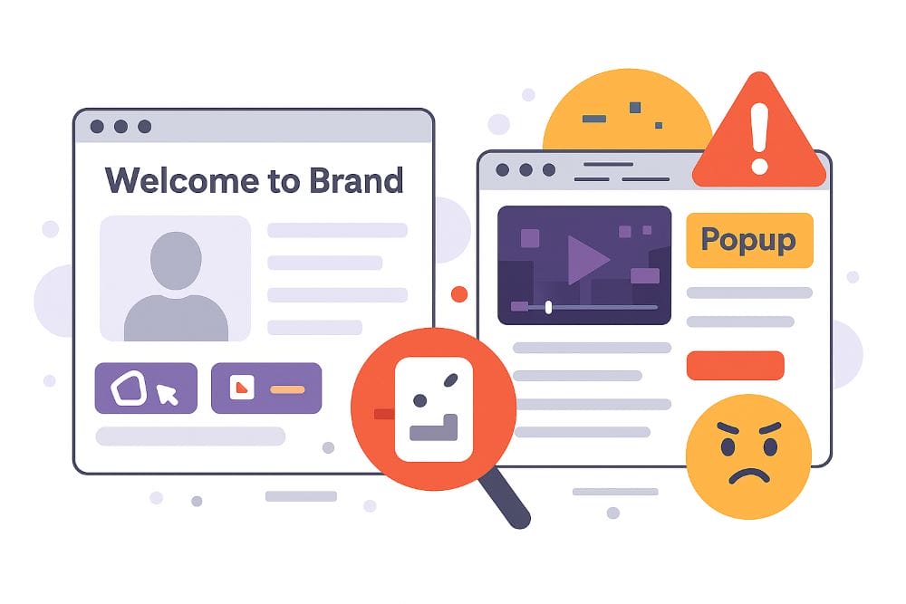 Visual examples of a bad homepage