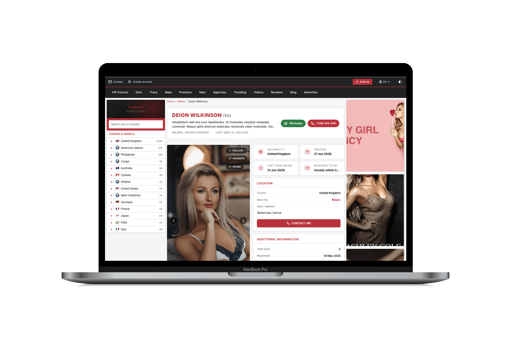 Luxe Escort template